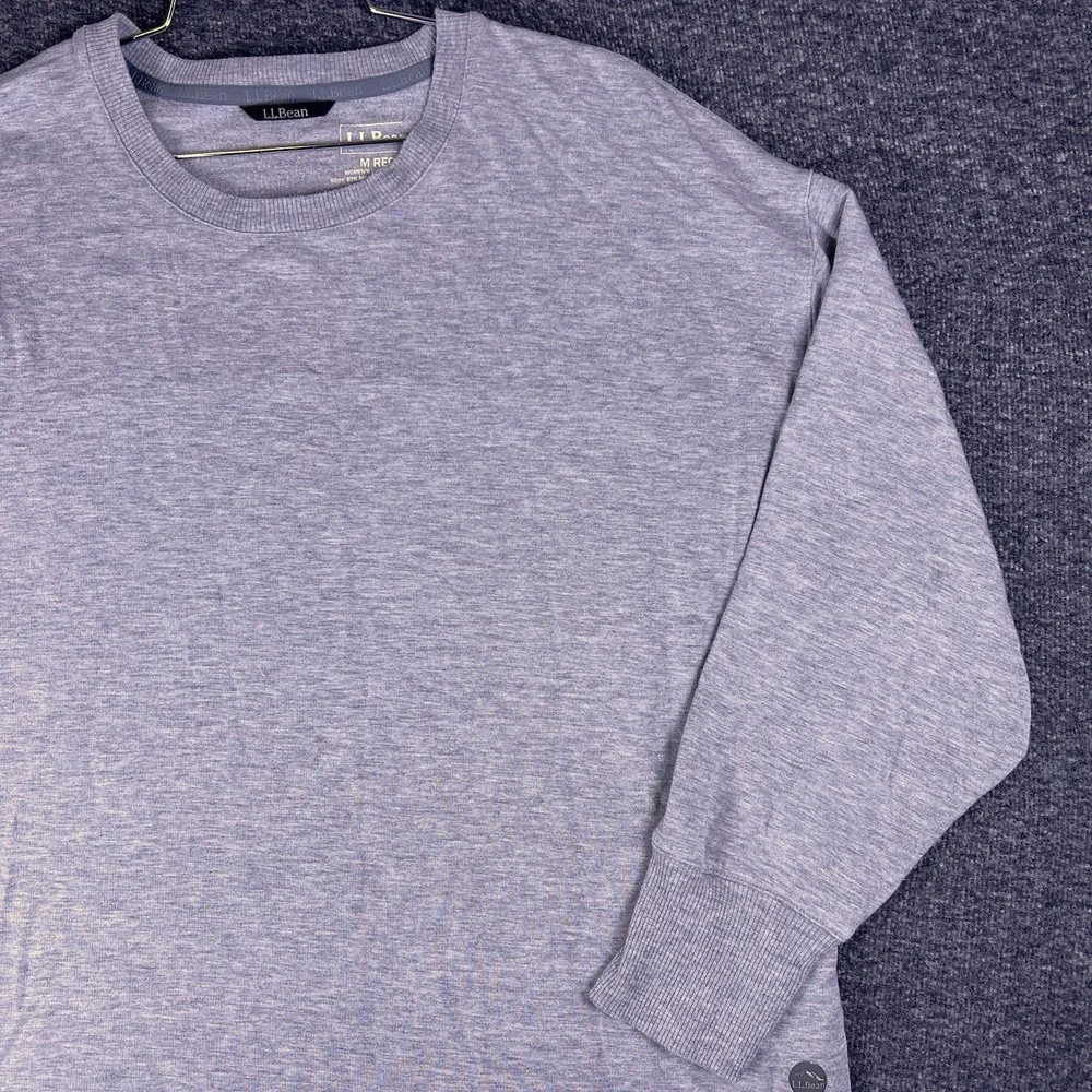 LL Bean Sweater Womens Medium Gray Heathered Dolman Lightweight Pullover Stretch